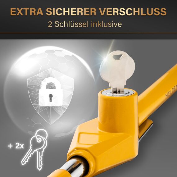 HELDENWERK Universal Lenkradkralle zur Diebstahlsicherung - Auto Diebstahlschutz durch Lenkradschloss & Lenkradsperre - Auto-Kralle als Wegfahrsperre Gelb