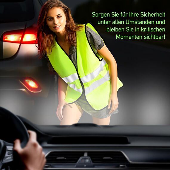 Aerzouser 2 Stück Warnwesten Auto, Zipper Warnweste, Warnwesten mit Reißverschluss, Sicherheitsweste auto für Nächtliche Verkehrsprobleme, Ausgestattet mit Hochwertigen Reflexstreifen