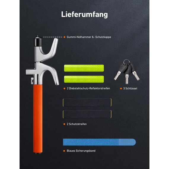AstroAI Lenkradkralle, Lenkradschloss für Auto, Wegfahrsperre Auto, Einstellbare Diebstahlsicherung mit 3 Schlüsseln für Autos/SUV/LKW Universal