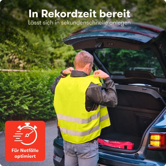 PURAHELP Warnwesten Auto 12er Set Europaweit gültig nach EN ISO 20471 - Reflektierende Warnweste - Sicherheitsweste Auto Warnweste Gelb - Warnschutzweste - Sicherheitswesten für Erwachsene