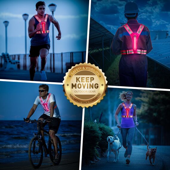 Topward Warnweste Sicherheitsweste für Fahrrad Auto Laufweste Joggen, High-Vis reflektierende Warnweste für optimale Sichtbarkeit, Damen Herren Kinder warnwesten, LEDs Tag und Nacht Motorrad Radfahren