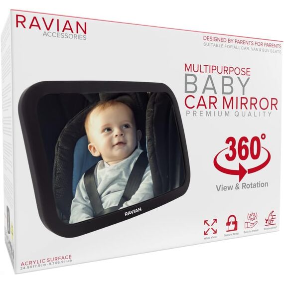 Babyautospiegel für den Rücksitz - Sicherster Autositzspiegel mit kristallklarer Sicht, unzerbrechlicher, verstellbarer Rückspiegel für kleine Kinder, mit LKW