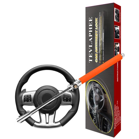 Tevlaphee Lenkradkralle, Lenkradschloss für Auto, Auto Diebstahlsicherung, Lenkradsperre Wohnmobil, Auto-Kralle als Wegfahrsperre, Universal(Orange)