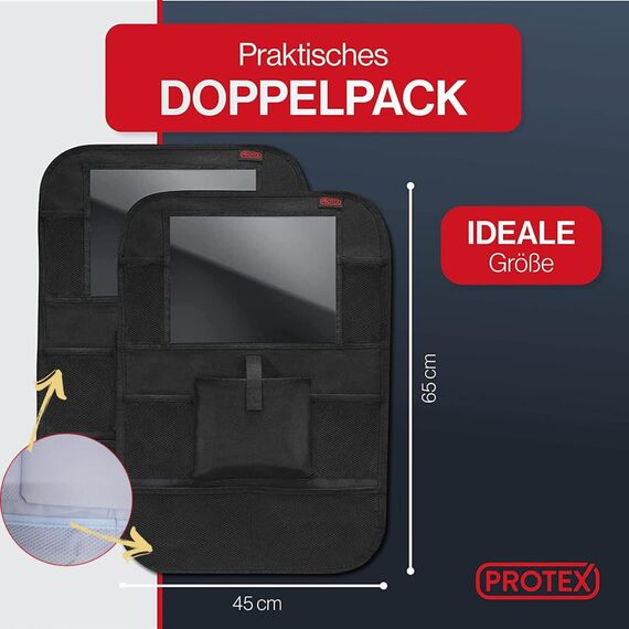 PROTEX© Rückenlehnenschutz Organizer [Testsieger 2025] 100 Tage risikofrei testen - Auto Rücksitz Organizer mit 12 Zoll Tablet Fach [blau]