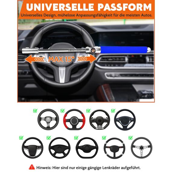 Tevlaphee Lenkradkralle, Lenkradschloss für Auto, Auto Diebstahlsicherung, Lenkradsperre Wohnmobil, Auto-Kralle als Wegfahrsperre, Universal(Blau)