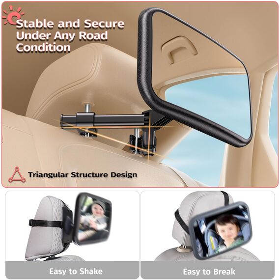 Autospiegel Baby Rücksitz Spiegel Rückbank: Spiegel Auto Baby Rückbank mit Haken Clip, 100% Bruchsicherer & 360° Drehbar Rücksitzspiegel, Babyspiegel Erstausstattung & Auto Zubehör für KFZ Kopfstütze