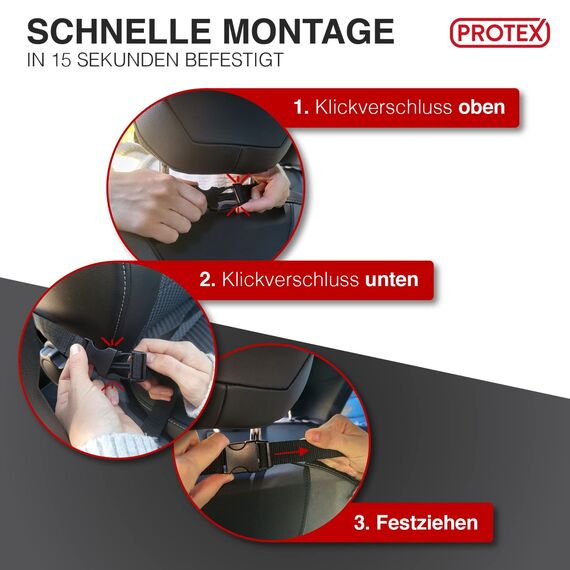 PROTEX© Rückenlehnenschutz Organizer [Testsieger 2025] 100 Tage risikofrei testen - Auto Rücksitz Organizer mit 12 Zoll Tablet Fach [grau]