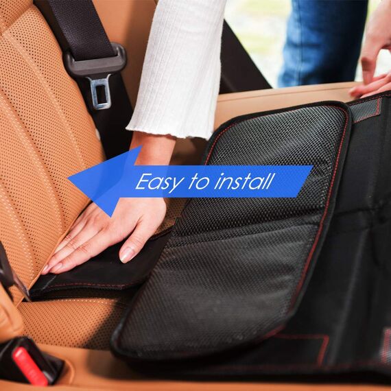 Funbliss Kindersitzunterlage， Mit Rutschfester und wasserdichter Funktion Autositzschoner， dickster Polsterung zum ，ISOFIX geeignete Unterlage für Kindersitze Schwarz