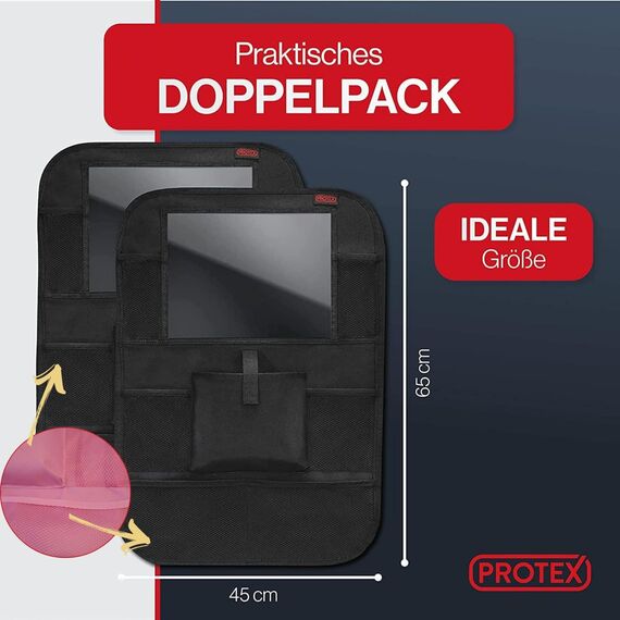PROTEX© Rückenlehnenschutz Organizer [Testsieger 2025] 100 Tage risikofrei testen - Auto Rücksitz Organizer mit 12 Zoll Tablet Fach [rosa]
