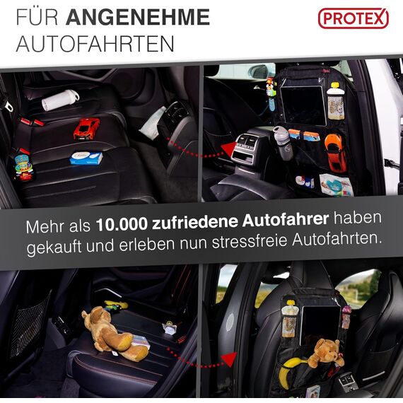 PROTEX© Rückenlehnenschutz Organizer [Testsieger 2024] 100 Tage risikofrei testen - Auto Rücksitz Organizer mit 12 Zoll Tablet Fach [grau]