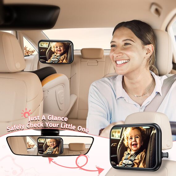 Autospiegel Baby Rücksitz Spiegel Rückbank: Spiegel Auto Baby Rückbank mit Haken Clip, 100% Bruchsicherer & 360° Drehbar Rücksitzspiegel, Babyspiegel Erstausstattung & Auto Zubehör für KFZ Kopfstütze