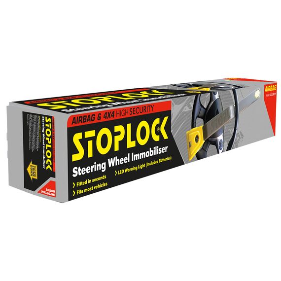 Stoplock HG 134-66 Lenkrad-Wegfahrsperre Airbag 4x4, für Pkw, sichere Diebstahlsicherung mit Schlüssel, gelb/grau, 1 Stück