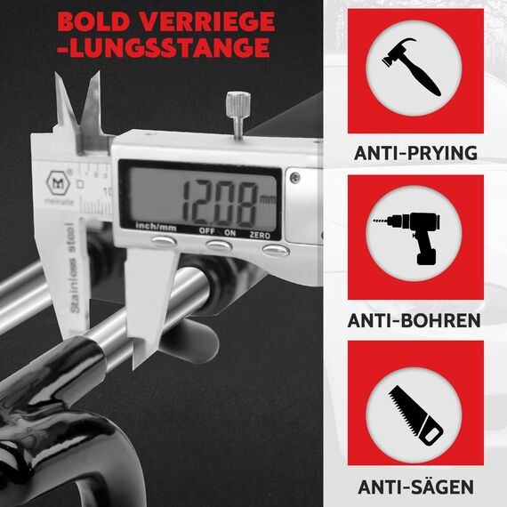 Tevlaphee Lenkradkralle, Lenkradschloss für Auto, Diebstahlsicherung auto, Strapazierfähig, Universelle Passform, PVC-Schutz, Verstellbar für Autos, SUVs, Wohnmobil, Wohnwagen, 3 Schlüssel(Schwarz)