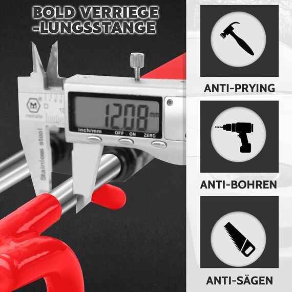Tevlaphee Lenkradkralle, Lenkradschloss für Auto, Diebstahlsicherung auto, Strapazierfähig, Universelle Passform, PVC-Schutz, Verstellbar für Autos, SUVs, Wohnmobil, Wohnwagen, 3 Schlüssel(Rot)