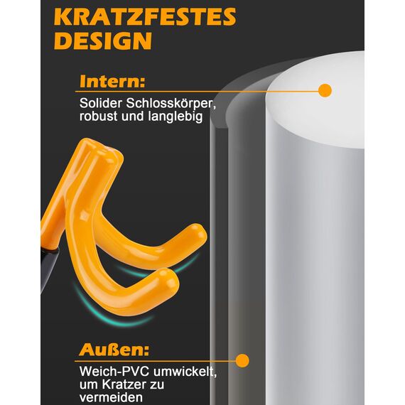 Tevlaphee 4-Haken Lenkradkralle, Schweres Lenkradschloss mit hoher Sichtbarkeit, Universelle Diebstahlsicherung für Autos, Transporter, SUVs, Passend für Lenkräder bis 41,5 cm, 3 Schlüssel(Gelb)