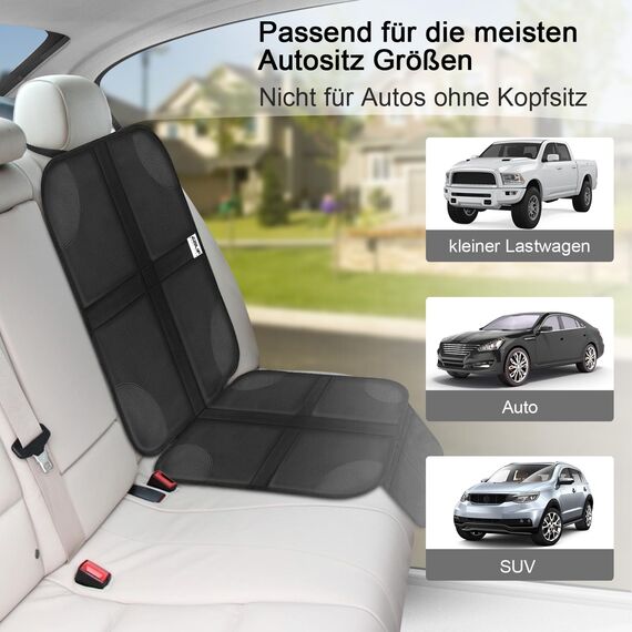 Ezilif Kindersitzunterlage ISOFIX geeignete Sitzschoner Auto Kindersitz, mit Anti-Rutsch Funktion Autositzschoner, Autositzauflage Sitzschutz (Schwarz) (Packung mit 2)