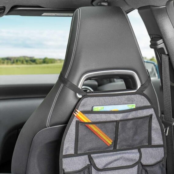reer Autorücksitz-Organizer TravelKid Tidy, schmutzabweisend, viele Taschen, für alle Autositze, auch Sportsitze, grau