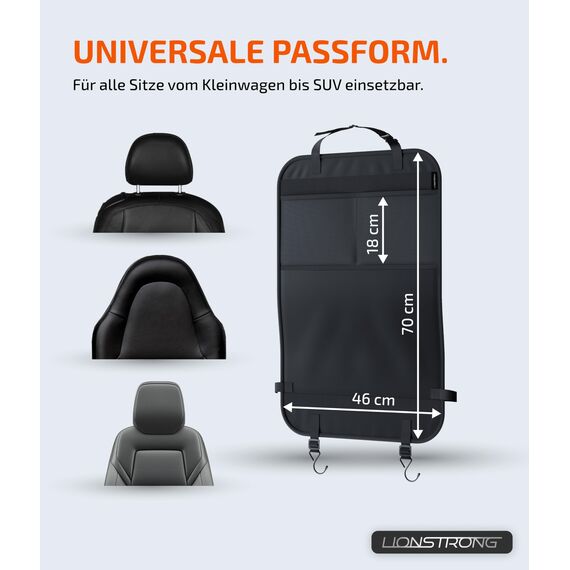 LIONSTRONG® Auto Organizer Kinder Rücksitz [wasserdicht] - Rückenlehnenschutz Auto Kinder - Autositz Organizer - Sitzschutz Rückenlehne Basic