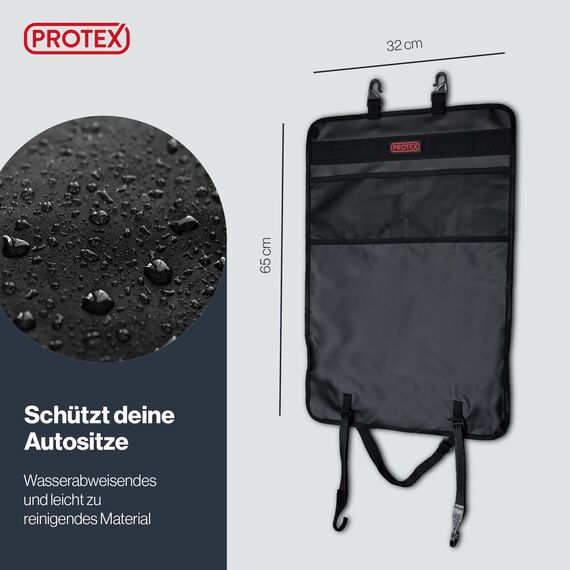 PROTEX© Rückenlehnenschutz Organizer [Testsieger 2025] 100 Tage risikofrei testen - Auto Rücksitz Organizer mit 12 Zoll Tablet Fach