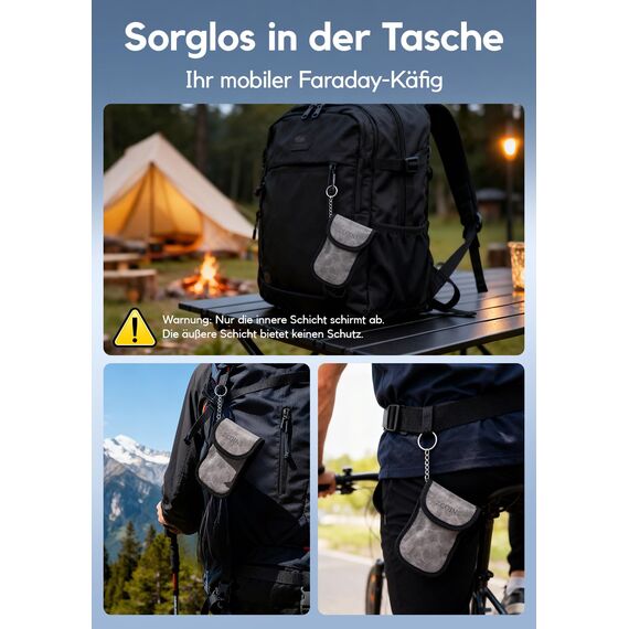ZCOINS Keyless Go Schutz Set – Große Faraday Box & 2 Faraday Bag für Autoschlüssel, Signalblocker mit Doppelschicht-Abschirmung, RFID-Blocker – Universal für Keyless Entry, Grau