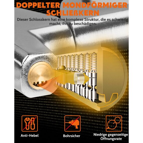 Tevlaphee Lenkradkralle, Lenkradschloss für Auto, Auto Diebstahlsicherung, Lenkradsperre Wohnmobil, Auto-Kralle als Wegfahrsperre, Universal(Orange)