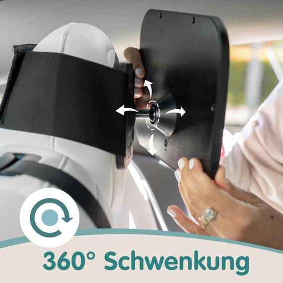 Onco Baby Autospiegel für feste Kopfstützen - Tesla-kompatibler Autospiegel Baby Rücksitz, 100% Bruchsicherer & Rutschfester Spiegel Auto Rückbank, 360°-Schwenkbarer Spiegel Auto