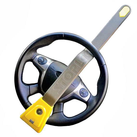 Stoplock HG 134-66 Lenkrad-Wegfahrsperre Airbag 4x4, für Pkw, sichere Diebstahlsicherung mit Schlüssel, gelb/grau, 1 Stück