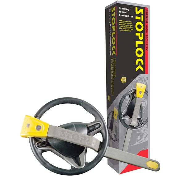 Stoplock HG 134-66 Lenkrad-Wegfahrsperre Airbag 4x4, für Pkw, sichere Diebstahlsicherung mit Schlüssel, gelb/grau, 1 Stück