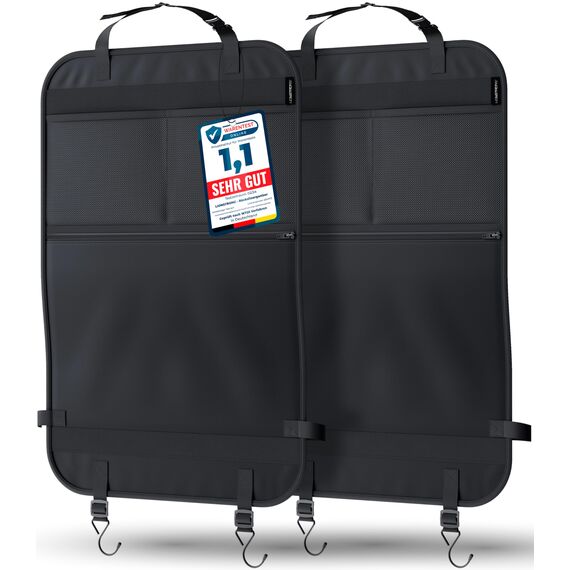 LIONSTRONG® Auto Organizer Kinder Rücksitz schwarz - Wasserdicht - Rückenlehnenschutz Auto Kinder universell kompatibel - Autositz Organizer - Sitzschutz Rückenlehne - große Tasche