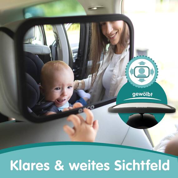 Onco 360° Baby Autospiegel (2er-Pack) - 100% Bruchsicher & Rutschfest, 2024 & 2023 Preisgekrönt, Spiegel Auto Baby Rückbank, Doppelpack (17,5 x 24,5 cm)