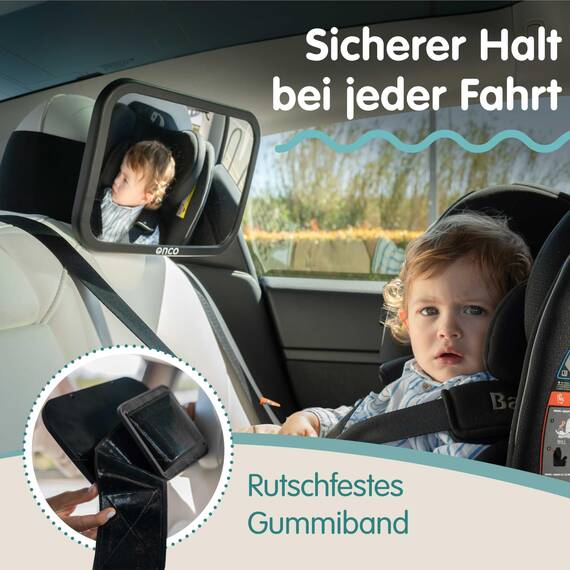 Onco Baby Autospiegel für feste Kopfstützen - Tesla-kompatibler Autospiegel Baby Rücksitz, 100% Bruchsicherer & Rutschfester Spiegel Auto Rückbank, 360°-Schwenkbarer Spiegel Auto