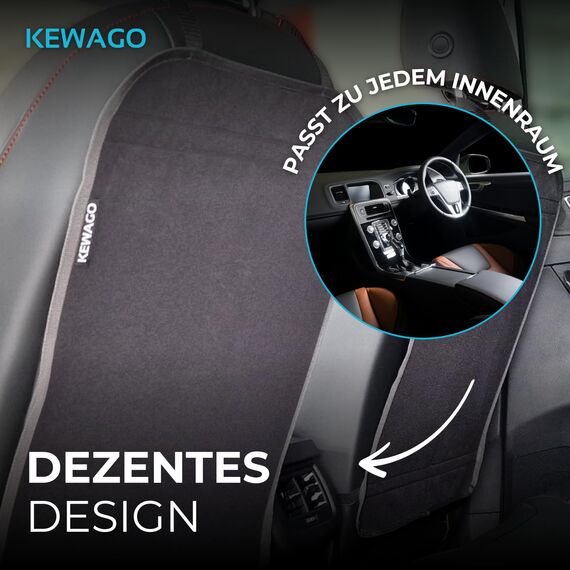 Kewago Rückenlehnenschutz Auto Kinder 2 Stück schwarz - Trittschutz Autositz & Rücksitzschoner - Sitzschoner Auto Vordersitze - Autositz Schutz vor Schmutz, Abdrücken & Kratzern - Schutzmatte