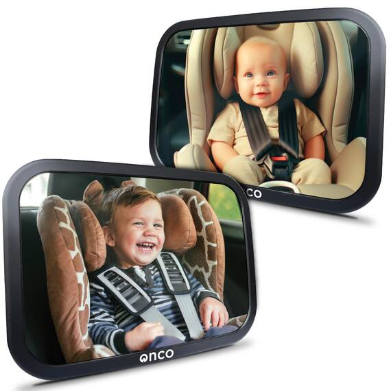 Onco 360° Baby Autospiegel (2er-Pack) - 100% Bruchsicher & Rutschfest, 2024 & 2023 Preisgekrönt, Spiegel Auto Baby Rückbank, Doppelpack (17,5 x 24,5 cm)