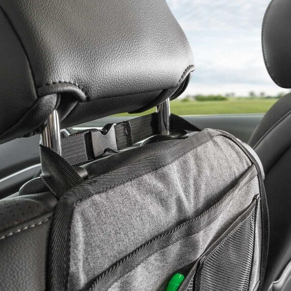 reer Autorücksitz-Organizer TravelKid Tidy, schmutzabweisend, viele Taschen, für alle Autositze, auch Sportsitze, grau