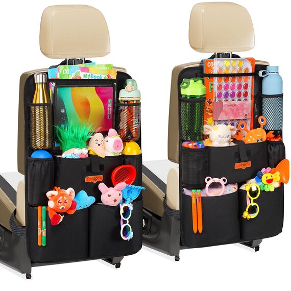 SURDOCA Autositz-Organizer – 4th Generation verbesserter Auto Rücksitz für bis zu 11-Zoll Tablet, 8 Taschen, Kinderspielzeug-Aufbewahrung, wasserdichter Rücksitzschutz für Kinder