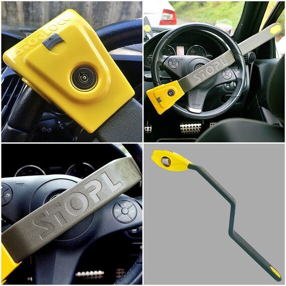 Stoplock HG 134-66 Lenkrad-Wegfahrsperre Airbag 4x4, für Pkw, sichere Diebstahlsicherung mit Schlüssel, gelb/grau, 1 Stück