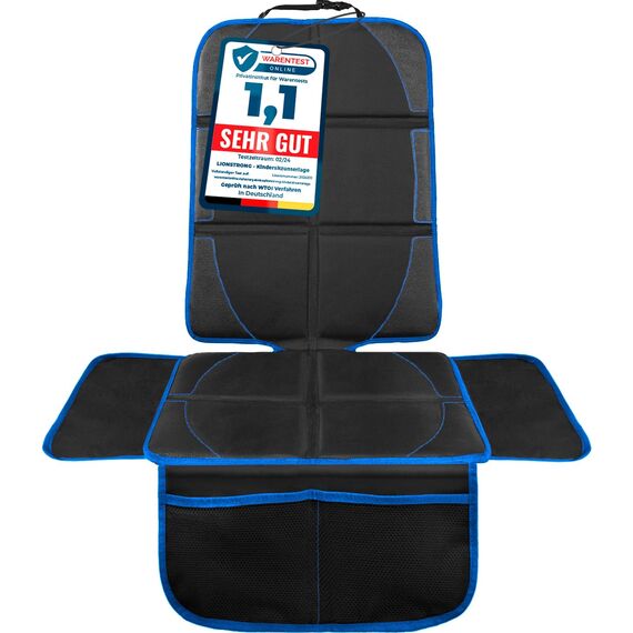 LIONSTRONG® Kindersitzunterlage Autositzschoner [ISOFIX GEEIGNET] - Autositzauflage wasserabweisend - Sitzschutz Sitzschoner Auto Kindersitz - Auto Sitzauflagen - universell kompatibel (Blau)