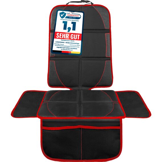 LIONSTRONG® Kindersitzunterlage Autositzschoner [ISOFIX GEEIGNET] - Autositzauflage wasserabweisend - Sitzschutz Sitzschoner Auto Kindersitz - Auto Sitzauflagen - universell kompatibel (Rot)