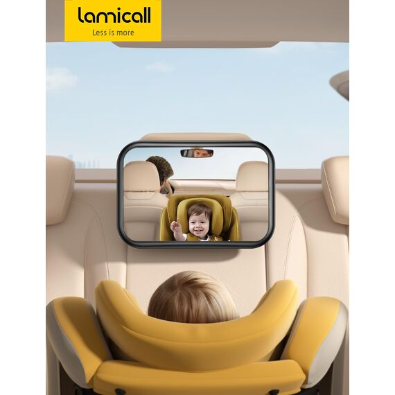 Lamicall Spiegel Auto Baby Rückbank - [2026 Haken Clip] Bruchsicher Autospiegel Baby Rücksitz, 360° Drehbar Babyspiegel Rücksitzspiegel, Kopfstützen Auto Spiegel für Baby&Kinder mit 175° Konvexspiegel