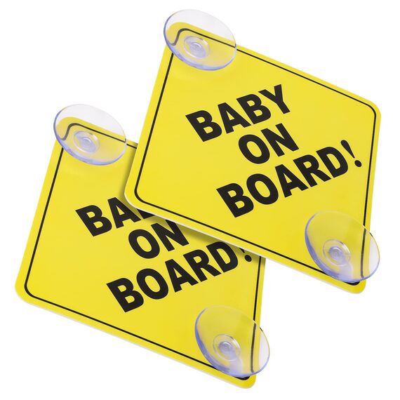 Cobee Baby an Bord Auto Warnschilder - 2 Stück 12,7 x 12,7 cm Sicherheits Autoschild Mit Doppelten Saugnäpfen - Wiederverwendbarer Aufkleber für Autofenster (Stil A)