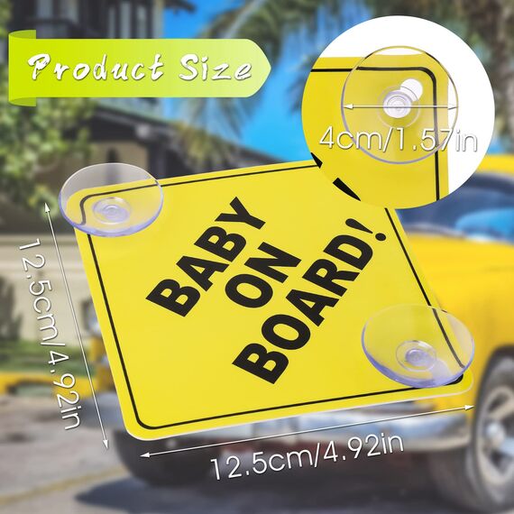Cobee Baby an Bord Auto Warnschilder - 2 Stück 12,7 x 12,7 cm Sicherheits Autoschild Mit Doppelten Saugnäpfen - Wiederverwendbarer Aufkleber für Autofenster (Stil A)