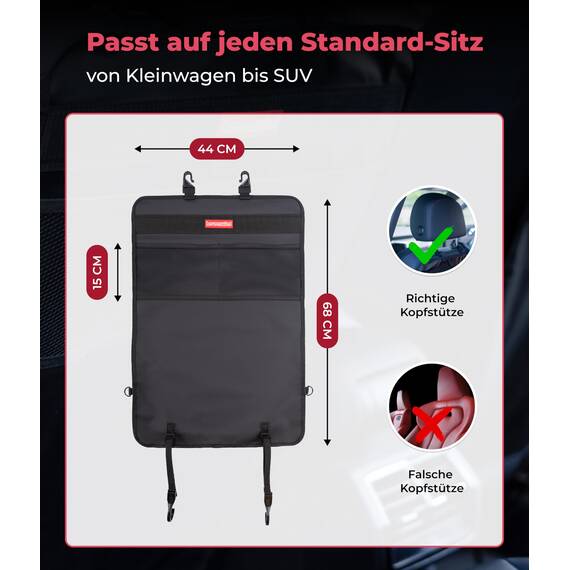 HerzensKind Rückenlehnenschutz und Organizer, wasserdicht und pflegeleicht Autositzschoner für die Rückseite der Vordersitze Auto Organizer Kinder (2 Stück) (Packung mit 2)