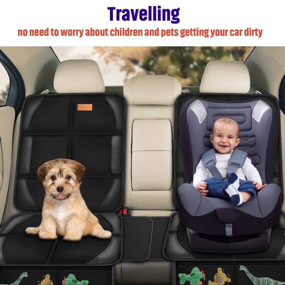 Bacgnyer Autositzschutz, 2er-Pack Autositzschoner 600D, Kindersitz Unterlagen für Auto, Wasserdicht, Langlebig, rutschfeste RüCkseite, Kindersitzschutz, Geeignet für Babys, Kleinkinder, Kinder