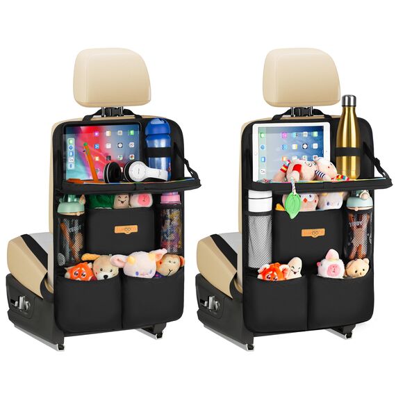 SURDOCA Autositz Organizer mit Klapptisch, 7 Taschen, Tablet-Tasche, Hängende Rücksitz-Organizer für Kinder & Reisen, Universal für die meisten Autos