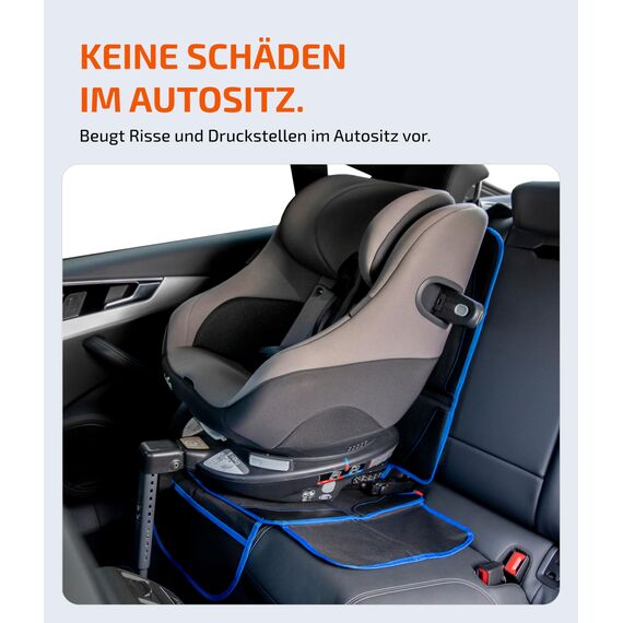 LIONSTRONG® Kindersitzunterlage Autositzschoner [ISOFIX GEEIGNET] - Autositzauflage wasserabweisend - Sitzschutz Sitzschoner Auto Kindersitz - Auto Sitzauflagen - universell kompatibel (Blau)