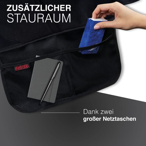 PROTEX Kindersitzunterlage [Testsieger 2025] ISOFIX-geeignet | Wasserabweisender Polyester Stoff mit gepolsteter Sitzfläche | S