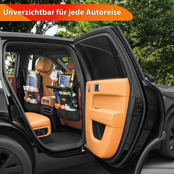 SURDOCA Autositz Organizer mit Klapptisch, 7 Taschen, Tablet-Tasche, Hängende Rücksitz-Organizer für Kinder & Reisen, Universal für die meisten Autos
