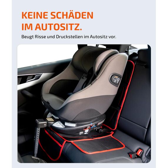 LIONSTRONG® Kindersitzunterlage Autositzschoner [ISOFIX GEEIGNET] - Autositzauflage wasserabweisend - Sitzschutz Sitzschoner Auto Kindersitz - Auto Sitzauflagen - universell kompatibel (Rot)