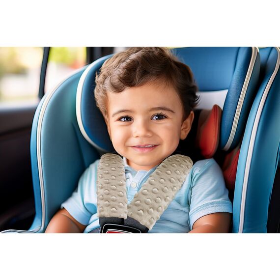 Medi Partners Gurtpolster Kinder Autogurt Polster Gurtschutz für Auto - 17x22cm 100% Baumwolle Minky Schulterpolster Kids Gurt Schutz Sicherheitsgurt (Boho Animals mit beige Minky)