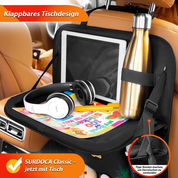 SURDOCA Autositz Organizer mit Klapptisch, 7 Taschen, Tablet-Tasche, Hängende Rücksitz-Organizer für Kinder & Reisen, Universal für die meisten Autos